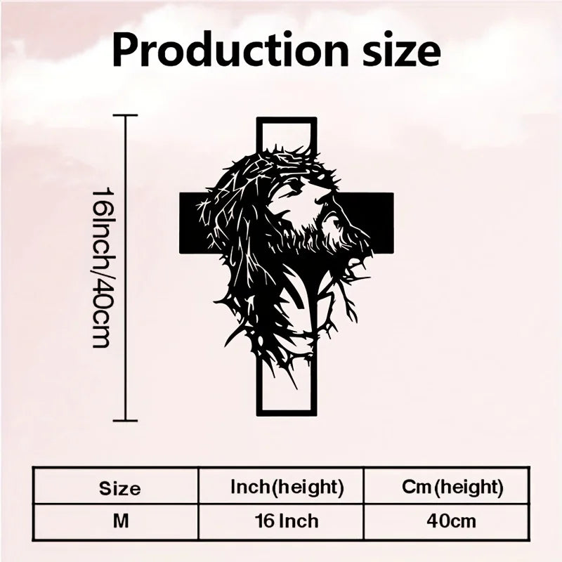 Religious Jesus Cross Iron Wall Art, Home Church Decor, Easter Christmas Gift for Christians