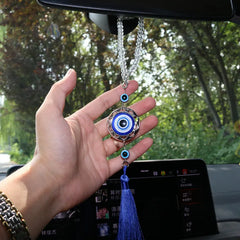 Crystal Tassels Blue Eyes Car Accessories Demon-Eye Auto Rearview Mirror Pendant Car Decoration Halloween Gifts Talisman For Man