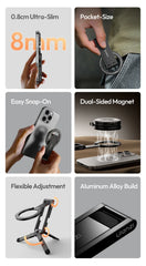Ulanzi MA60 Foldable Magnetic Phone Tripod 0.8cm Ultra-Slim Dual-Sided Magnet Phone Tripod for Desktop Stand Livestreaming Vlog