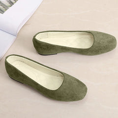 Women Suede Loafers Flat Heel Shallow Female Shoes Spring Summer Square Toe Basic Concise Women Pumps Size 36-43 Flat Shoes