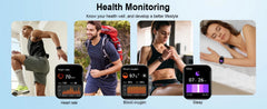 Smart Watch(Answer/Make Calls), 1.96" Smartwatches, Fitness Tracker, Sleep Monitor, Pedometer, 100+ Sport Modes, IP68 Waterproof