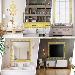 3D 5/10CM Square Self Adhesive Waist Line Mirror Wall Art Stickers for Living Room Ceiling Edge Strip Corner Line Wall Decor