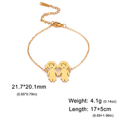 Teamer Cute Family Bracelets Stainless Steel Charm Bracelet Bangle for Daughter Son Sister Brother Couple Gifts Jewelry