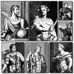 Roman Emperor Poster Historical Wood Engraving Prints Augustus Caligula Caesar Canvas Painting Wall Art Pictures Home Room Decor