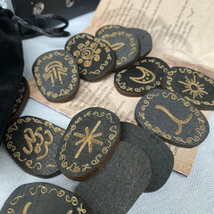 Mystic Witch Runes Set 13pcs Wooden Rune Stones with Symbols Altar Divination Tools Norse Viking Letters Healing Meditation Kit
