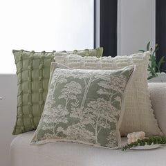 Jacquard Cushion Cover Skin-friendly High Quality Matcha Color Pillowcase Fresh Home Decorative Pillowcase for Indoor Sofa 45x45
