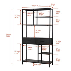 Extra Large Vintage Industrial Bookcase Tall Shelf Metal Kitchen Display Cabinets Display Unit with Cabinet and Drawer Kitchen Open Display Kitchen & Dining Furniture Office Furniture