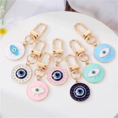 1Pcs Round Evil Eye Keychain Key Ring For Friends Couples Boho Blue Eye Bag Car Key Phone Charm Accessories Jewelry