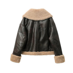 Women’s Thick Double-Sided Short Jacket – Warm Brown Coat