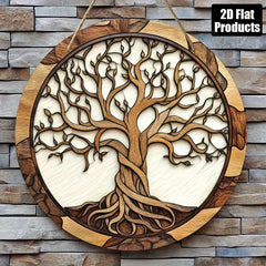 Tree of Life Wall Art - Rustic Round Wooden Sign, 5.9 Inch Home Decor for Living Room, Artistic Gift for Holiday, Kitchen Office