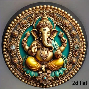Hindu Goddess Durga Vintage Aluminum Wall Art Plaque - Golden & Black Lion Mount Indian Deity Home Decor
