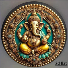 Hindu Goddess Durga Vintage Aluminum Wall Art Plaque - Golden & Black Lion Mount Indian Deity Home Decor