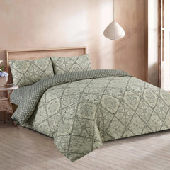 4piece Complete Bedding Set, Geometric Floral Printed Bed Set Includes duvet cover with fitted sheet & 1/2 pillowcases