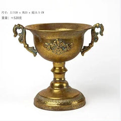 Vintage High Foot Iron Vase Classical Living Room Dry Flower Arrangement Accessories Creative Home Metal Flower Pot Decoration