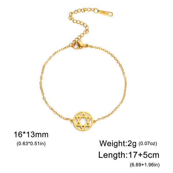 Dawapara Star of David Bracelet Jewish Prayer Judaica Hexagram Charm Protection Amulet Couple Gift Stainless Steel Jewelry