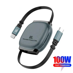100W Type C to Type C Fast Charging Retractable Cable For iPhone 17 16 Xiaomi 15 USB C Quick Charge Car Kit Portable Charge Cord