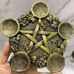 Crystal Ball Holder Astrology Pentacle Altar Plate Resin Tealight Holder Tray Witchcraft Altar Supplies Home Decor