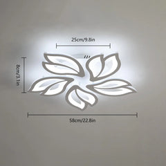 LED Ceiling Lamp, 45W Modern LED Ceiling Light Dimmable with Remote Control, White 5 Petal Heads Acrylic Ceiling Lamp