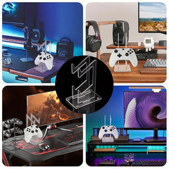 1/2PCS Clear 2 Layer PS5 PS4 Controller Stand With Headphone Holder Game Accessories Organizer Storage Rack For 1/2 Controllers