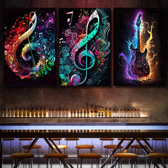 Colorful Symphony Guitar Canvas Wall Decor Musical Inspiration Poster Print Wall Art for Living Room Home Decor Frameless Gifts