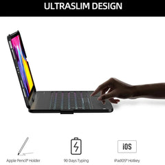 360 Degree Magic Keyboard Case For iPad Air13 11 2024 M2 Pro12.9 11 iPad 10.5 10.2 7/8/9 10th Air4 5 10.9 Backlit Keyboard Funda