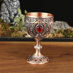 1Pc Timeless Embossed Metal Chalice Goblet Vintage Wine Champagne Liqueur Cup Perfect For Bars Restaurants Home Decor.