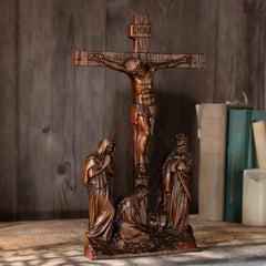 High Quality Vintage Crosses Jesus Wood Crafts ,Desktop Icon wall hanging Ornaments
