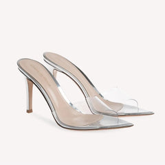 High Heels Women's Sandals Shoes 8.5cm Transparent High Heels Size 42 Summer Dress Sandals British Style High Quality
