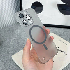 Magnetic Frameless Matte Clear Case For iPhone 16 15 14 12 13 Pro Max 16pro Ultra Thin Translucent Frosted Len Cover For Magsafe