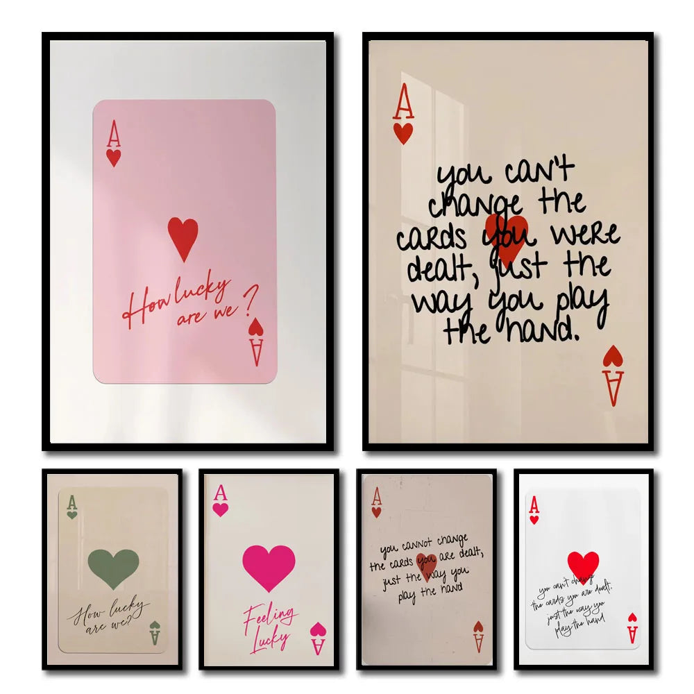 1pcs Ace Card Positive Sayings Print Fashion Canvas Wall Art Canvas Print Aesthetic Decor Vintage Bedroom Cute Poster  wall art