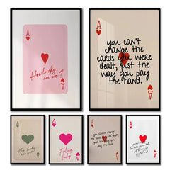 1pcs Ace Card Positive Sayings Print Fashion Canvas Wall Art Canvas Print Aesthetic Decor Vintage Bedroom Cute Poster  wall art