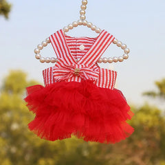 Dog Summer Dress Cat Lace Skirt Pet Clothing Chihuahua Stripe Skirt Puppy Cat Princess Apparel Cute Puppy Clothes Pet Shop Pet Clothing