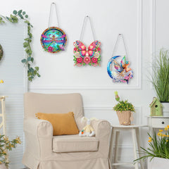 3-Piece 2D DIY Diamond Painting Pendant Set – Home & Window Decor