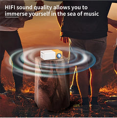 Supports HDMI, USB connection and uses high-definition projector YG300 home theater grade non occupying projector