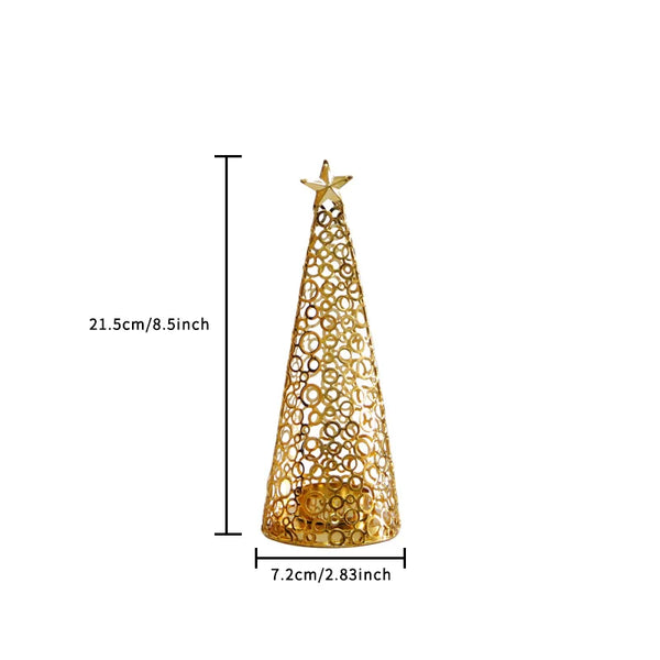 Metal Christmas Tree Candlestick Christmas Candle Cup European Wedding Decoration Tea Wax Small Round Cup Candle Holder Gift