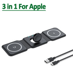 3 in 1 Magnetic Wireless Charger Pad for iPhone 16 15 14 13 Pro Max Apple Watch 9 8 AirPods Chargers Fast Charging Dock Station