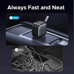 UGREEN 145W 90W 60W Car Charger 3 USB-C & 1 USB-A Ports PD QC4.0 Fast Charging with Retractable Cable for iPhone 17 16 MacBook