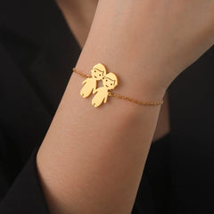 Teamer Cute Family Bracelets Stainless Steel Charm Bracelet Bangle for Daughter Son Sister Brother Couple Gifts Jewelry