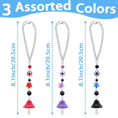 1Pcs Mushroom Car Hanging Ornament with Evil Eye Charms Black Red Mushroom Evil Eye Car Mirror Hanging Accessories