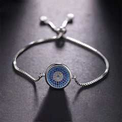 Juya 18K Real Gold Plated Adjustable Chains Multicolor Zirconia Hamsa Fatima Enamel Greek Evil Eye Charms Bracelets For Women