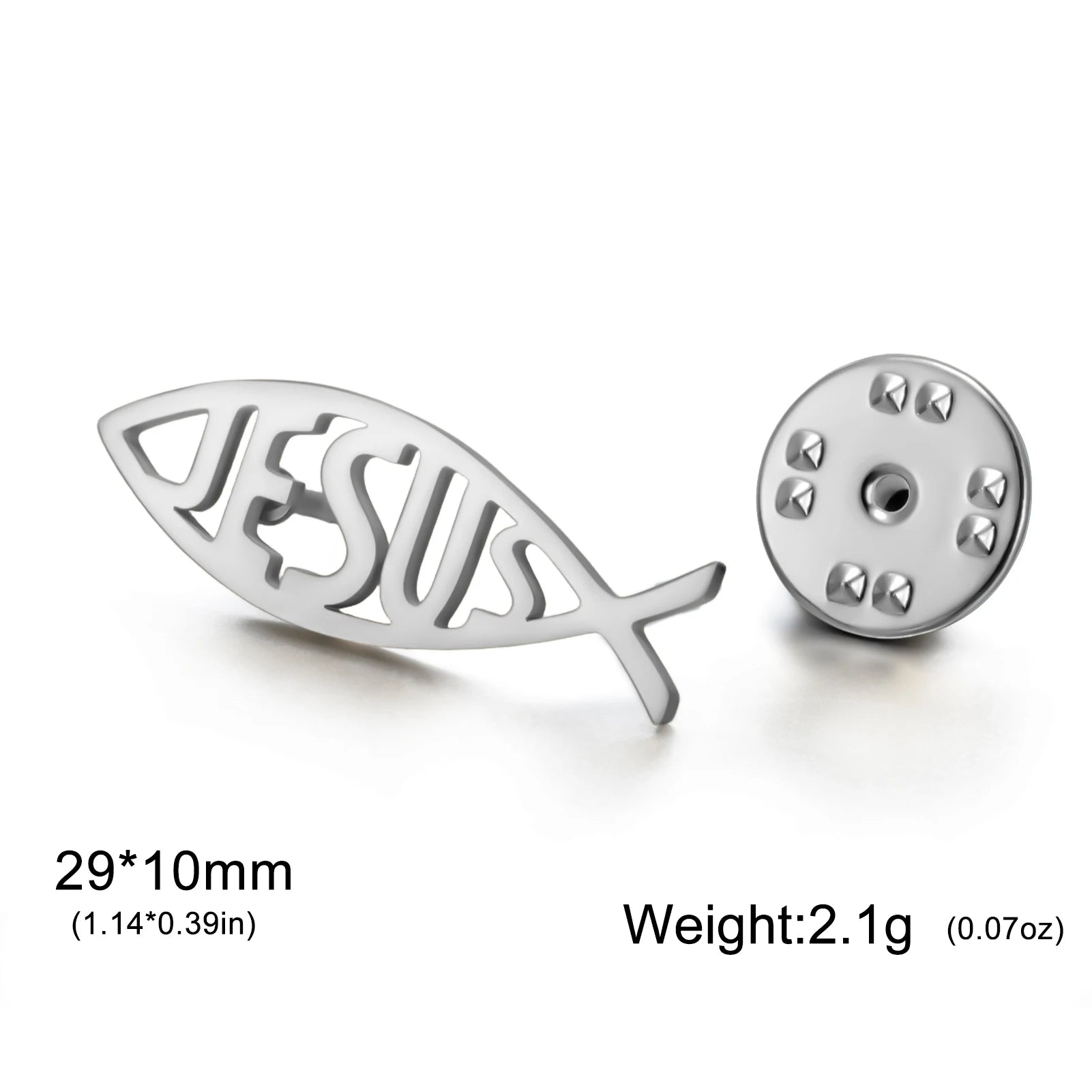 Teamer Jesus Fish Pin Brooch Stainless Steel For Women Man Christian Symbols Vintage Trendy Amulet Jewelry Vintage Accessory