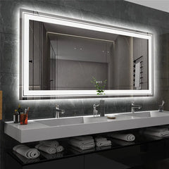 LUVODI Large Illuminate Mirror Bathroom Double Sink Mirror Full Length Dressing Salon Mirror with 3 Color Lights Dimming