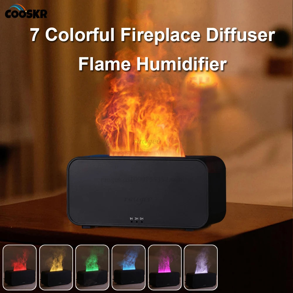 Aroma Diffuser Mini 7 Colorful Flame Air Humidifier Add Essential Oil Aromatherapy with Timing Setting for Home Bedroom Office Home Decor