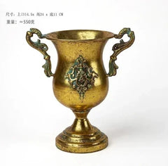 Vintage High Foot Iron Vase Classical Living Room Dry Flower Arrangement Accessories Creative Home Metal Flower Pot Decoration