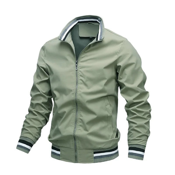 Men's  Autumn and Winter Stand Casual Zipper Jacket Outdoor Sports Coat Windbreaker Jacket for Men Waterproof Bomber