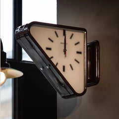 Metal Triangle Wall Clock with Double Sides Industrial Pendulum for Cafe Bar Retro Hanging Clock Silent Non-Ticking Decor Clocks