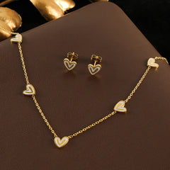 GANEMLY 316L Stainless Steel Heart Zircon Jewelry Set – Waterproof Luxury