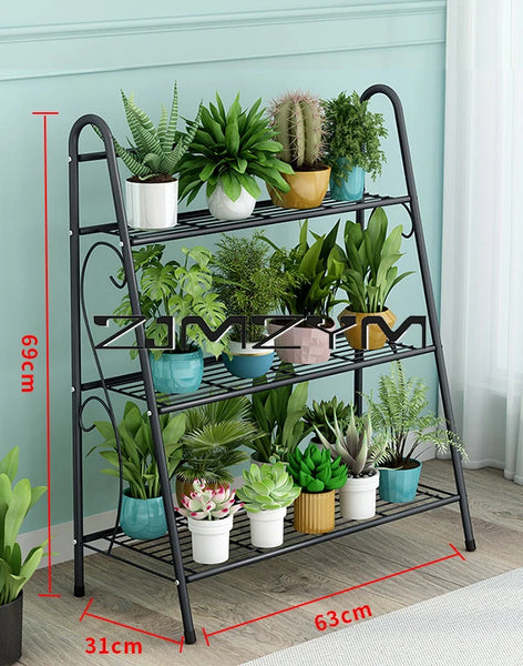 3-Tier Iron Plant Stand – Indoor Balcony Flower Pot Rack Home Decor