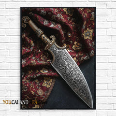 King Arthur and Excalibur Sword in The Stone Sikh Kirpan Sword Excalibur Hilt Poster Canvas Painting Wall Pictures Home Decor