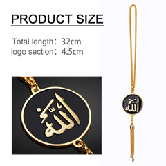 Car Interior Rearview Mirror Pendant Arabic Gold-Color Muslim Islamic God Allah Hanging Ornaments Auto Decoration Pendants Gift